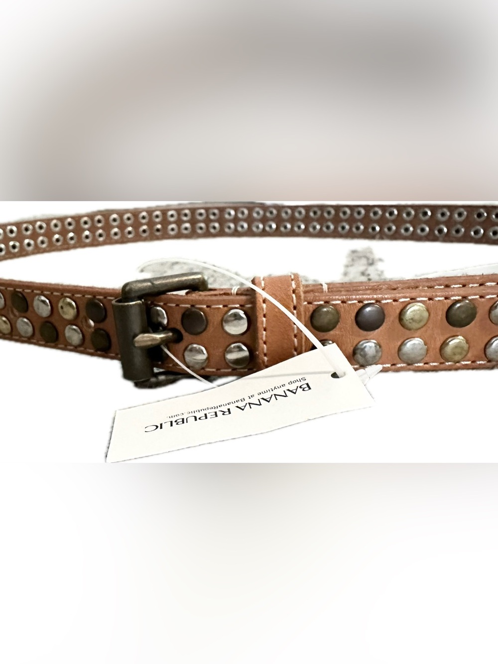 Banana Republic Studded Tan Leather Belt